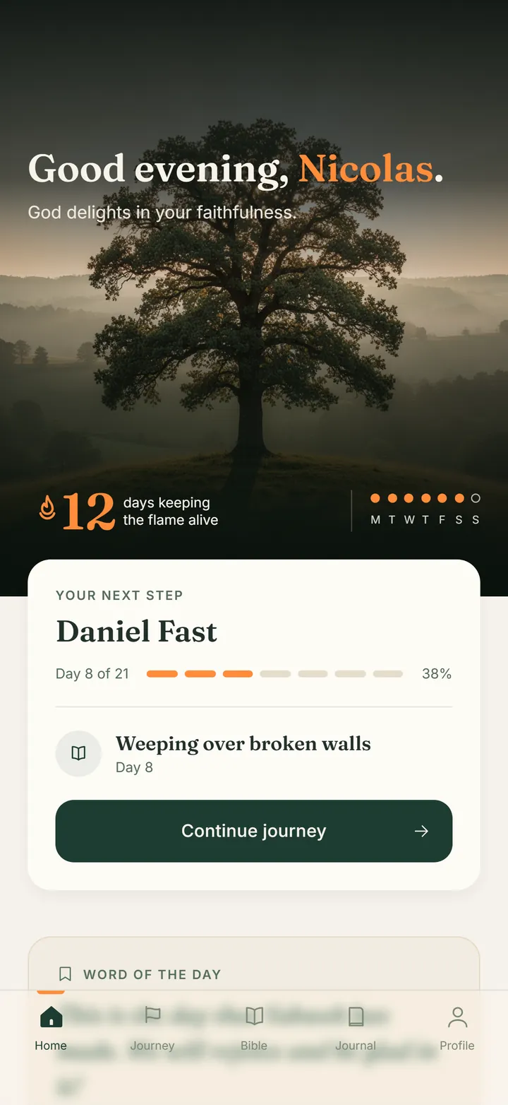 Cultivae home screen with the next step of the journey